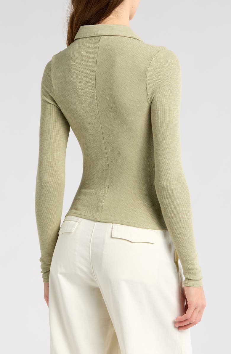 rag & bone Ribbed Long Sleeve Polo Shirt, Alternate, color,