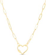 Queen Jewels Carabiner Heart & Paper Clip Chain Necklace