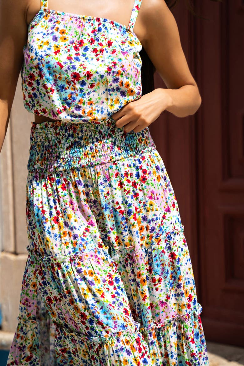 Dani Bubble Crop Top, Alternate, color, Wildflower Patch