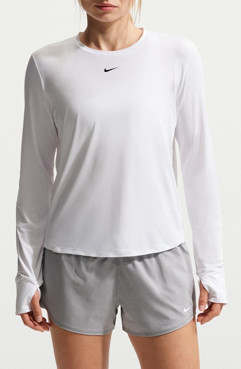 Nike One Classic Dri-FIT Long Sleeve Training Top, Main, color, 102 White/Black