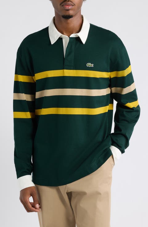Stripe Long Sleeve Rugby Polo