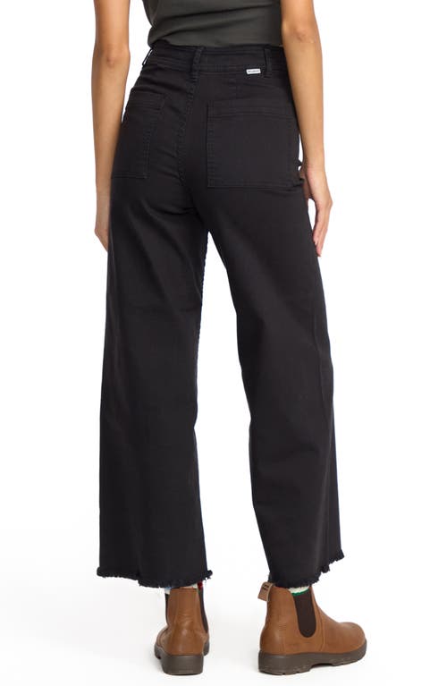 Billabong Free Fall Stretch Crop Wide Leg Jeans In Black