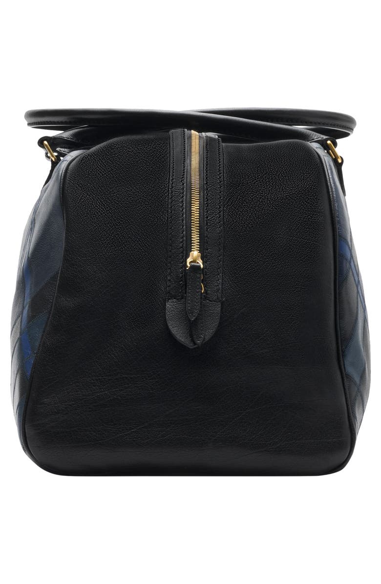 Burberry XL Highlands Leather Bowling Bag, Alternate, color, Storm