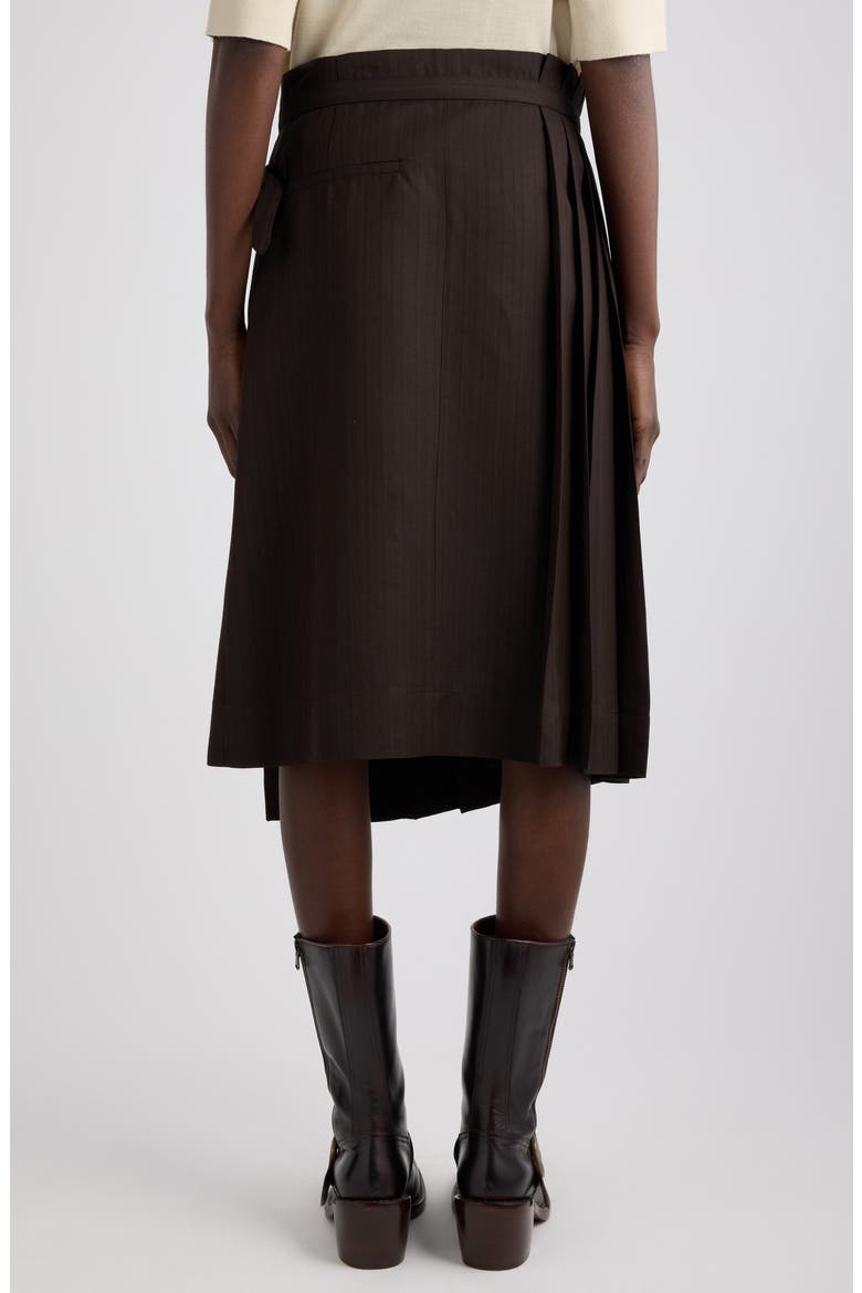 Sim Pleated Viscose Midi Skirt, Alternate, color, BROWN