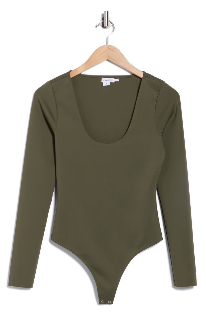 Good American Sculpting Scoop Neck Bodysuit, Alternate, color, Fatigue001