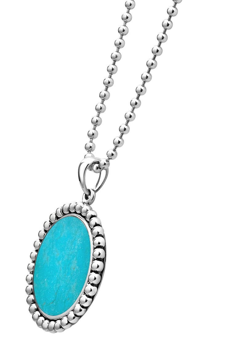 Maya Large Circle Pendant Necklace, Alternate, color, SILVER/ TURQUOISE