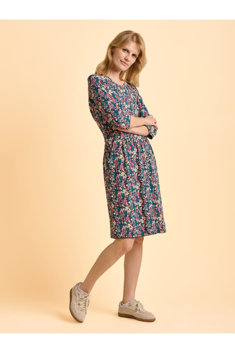 Freya 3/4 Sleeve Round Neck Dress, Alternate, color, Navy