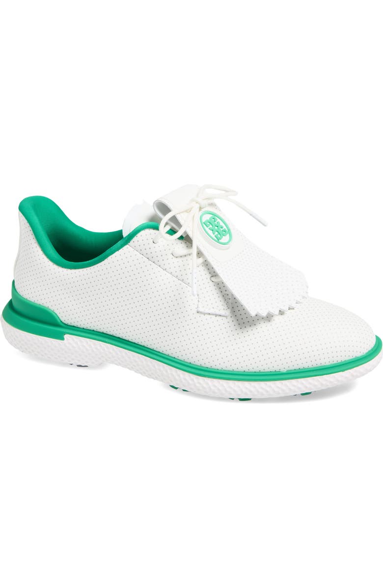 G/FORE Gallivant2r Perforated Kiltie Golf Shoe, Main, color, Snow/ Clover