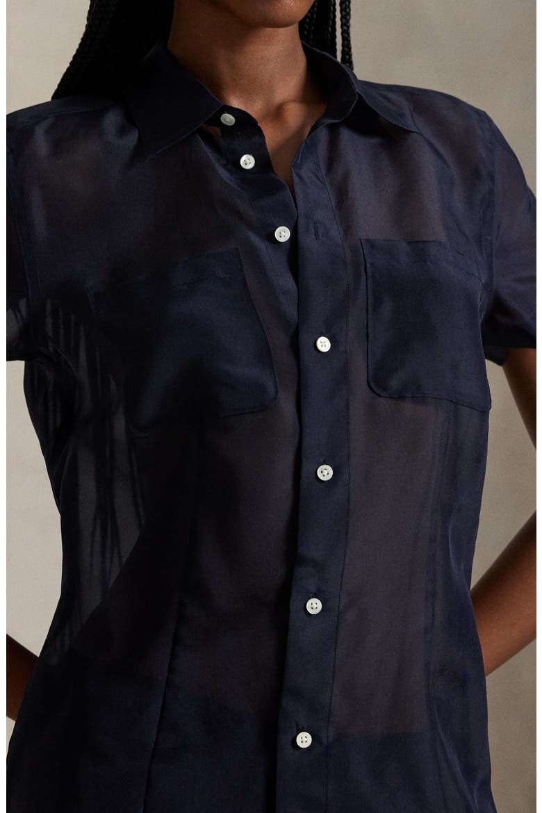 Organza Silk Shirt, Alternate, color, ATLANTIC
