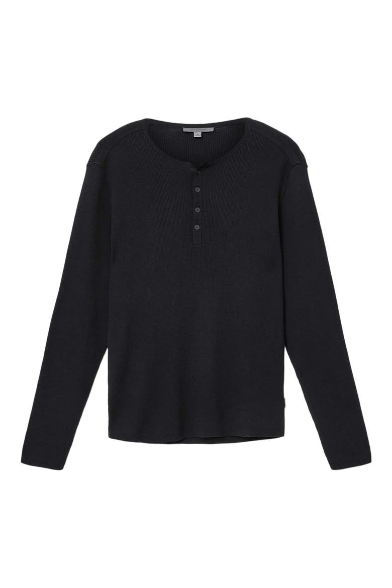 Javis Organic Cotton & Cashmere Rib Henley, Alternate, color, BLACK