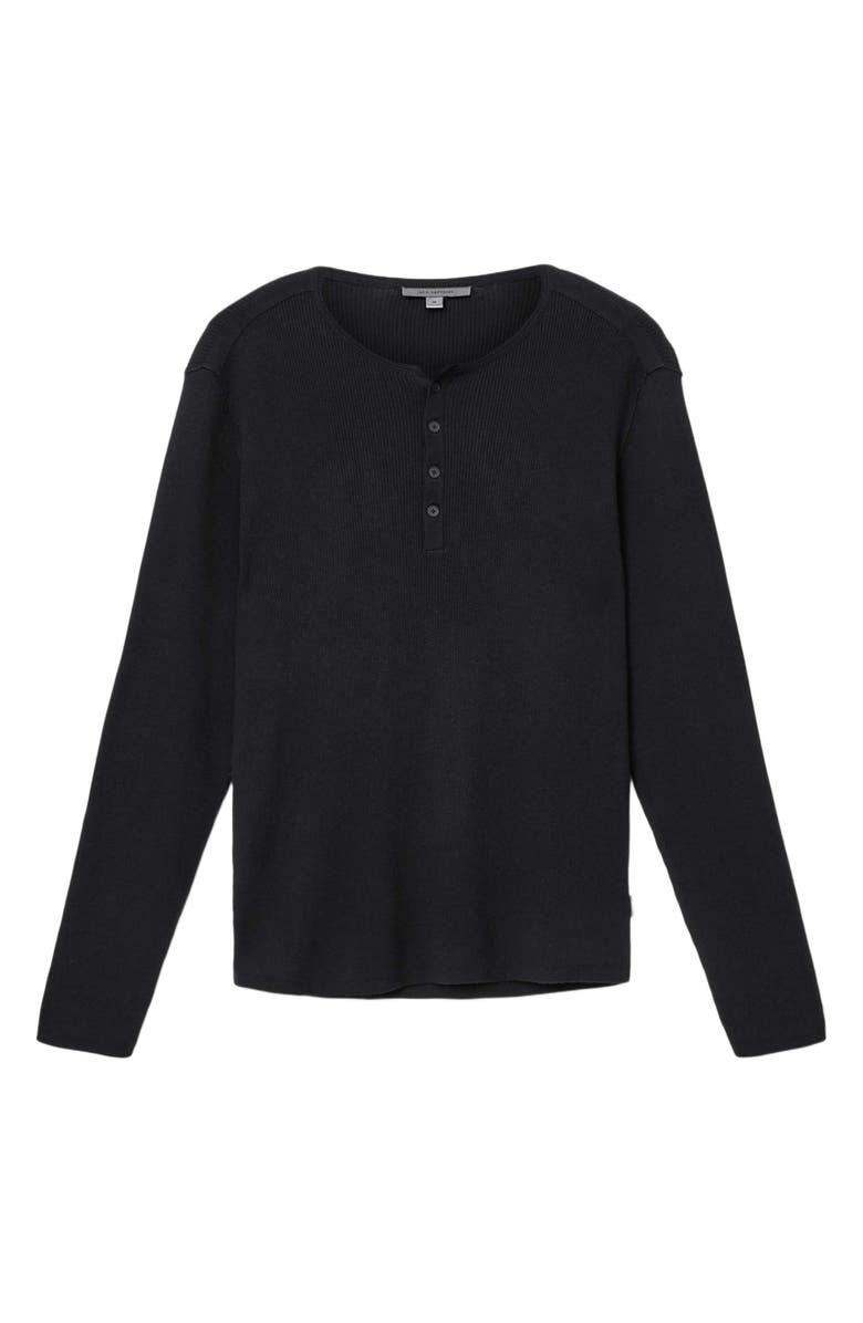 John Varvatos Javis Organic Cotton & Cashmere Rib Henley, Alternate, color, Black