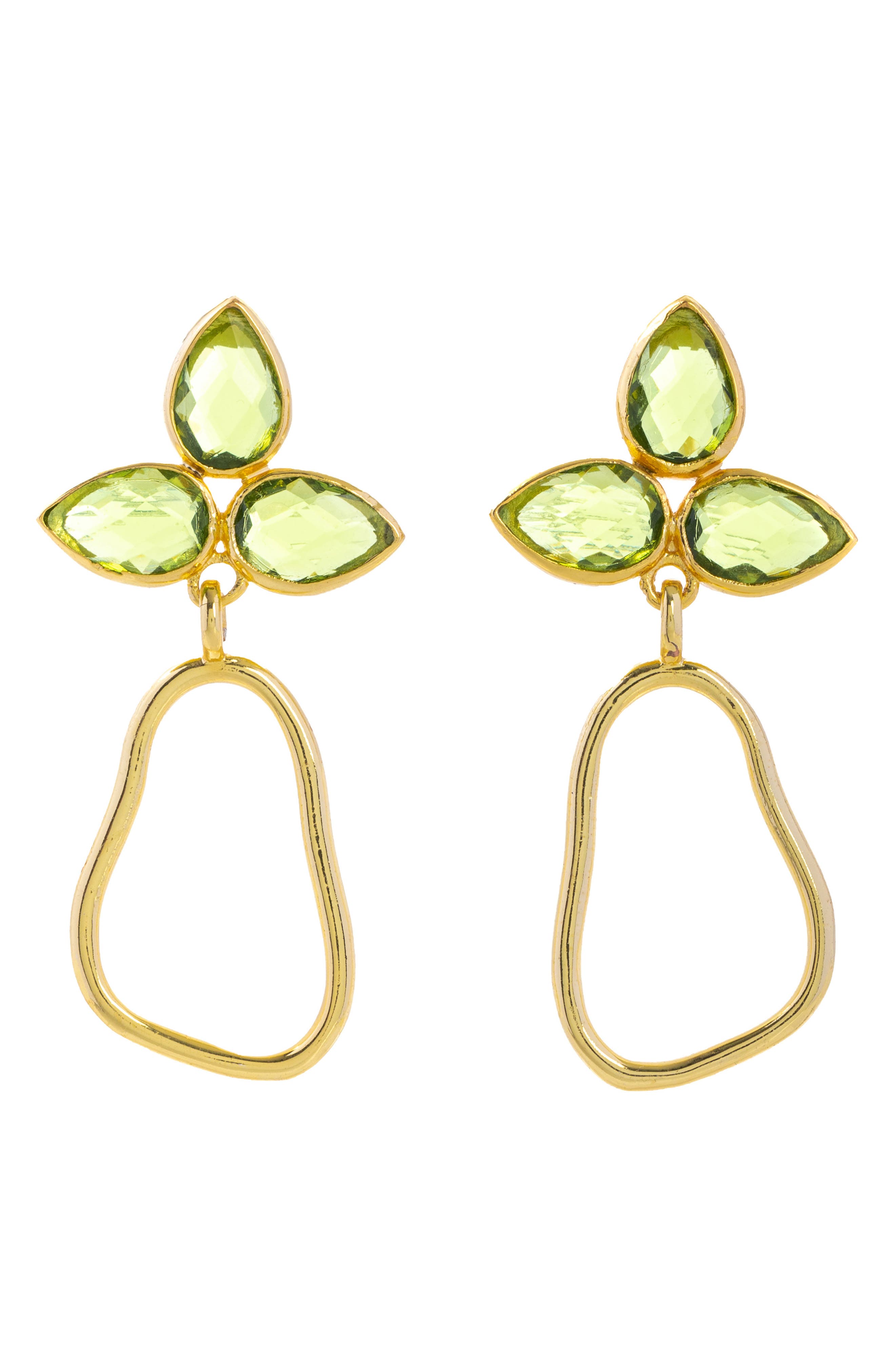 Triple Gemstone Abstract Dangle Earrings