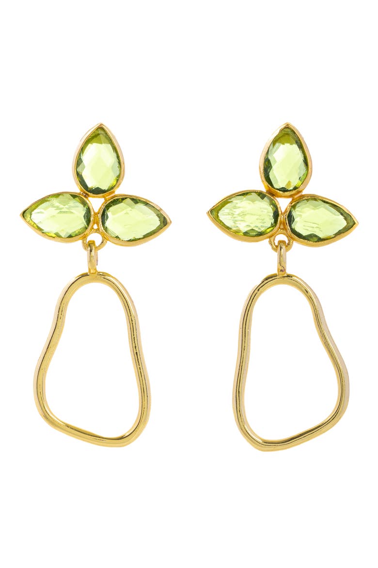 Triple Gemstone Abstract Dangle Earrings, Main, color, LIGHT GREEN