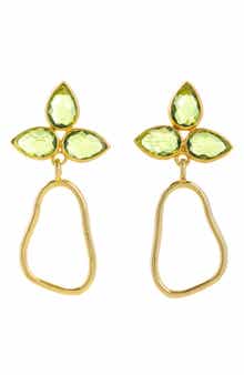 Triple Gemstone Abstract Dangle Earrings