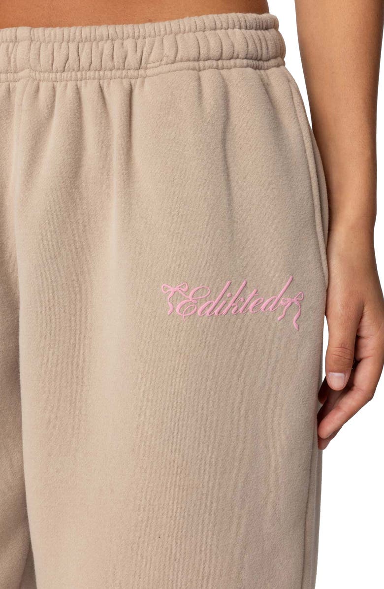 EDIKTED Sasha Bow Detail Sweatpants, Alternate, color, Beige