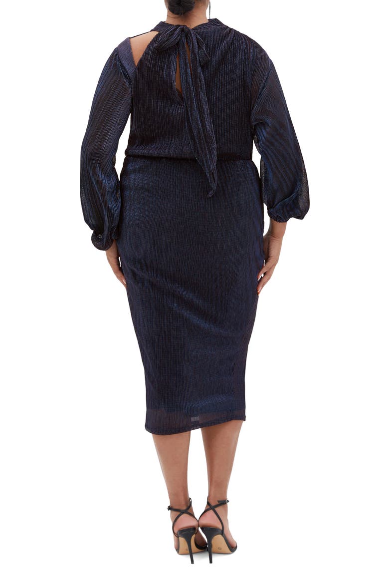 Jaylee Metallic Long Sleeve Sheath Dress, Alternate, color, MIDNIGHT