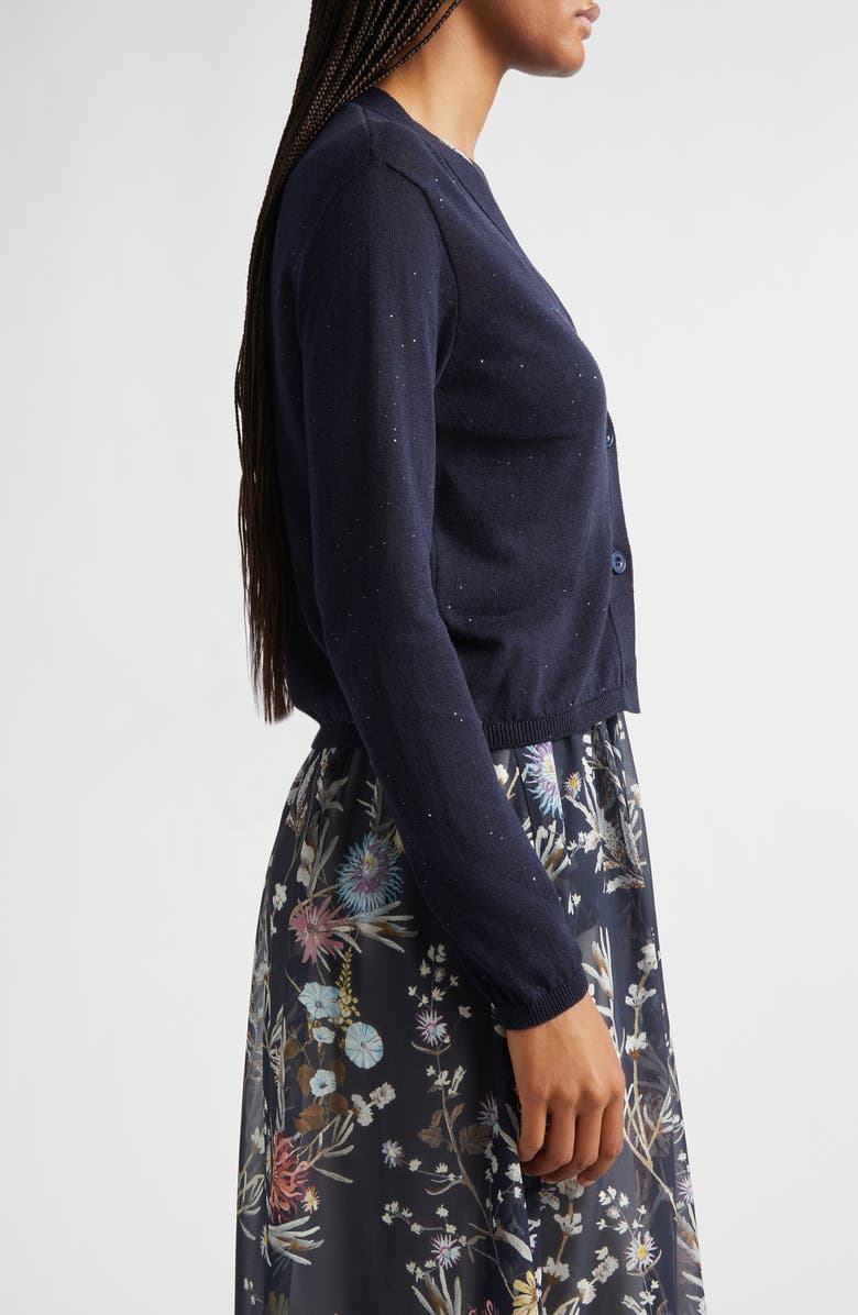 Eleventy Micro Sequin Silk & Cotton Cardigan, Alternate, color, 11N New Blue