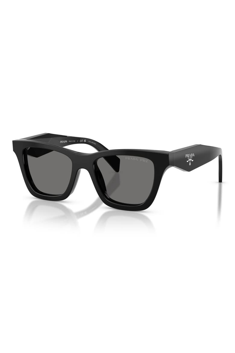 52mm Polarized Butterfly Sunglasses, Alternate, color, BLACK / DARK GREY POLAR
