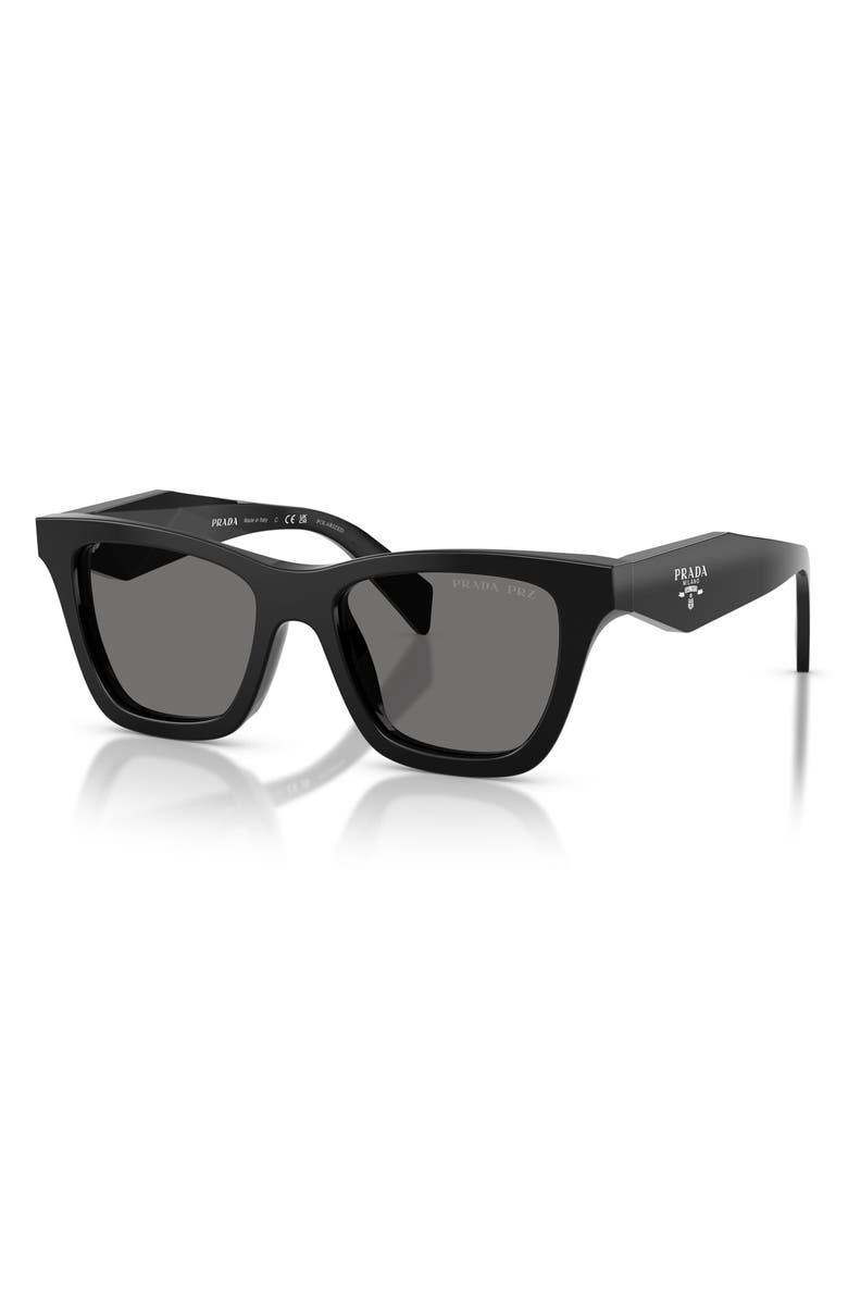 Prada 52mm Polarized Butterfly Sunglasses, Alternate, color, Black / Dark Grey Polar