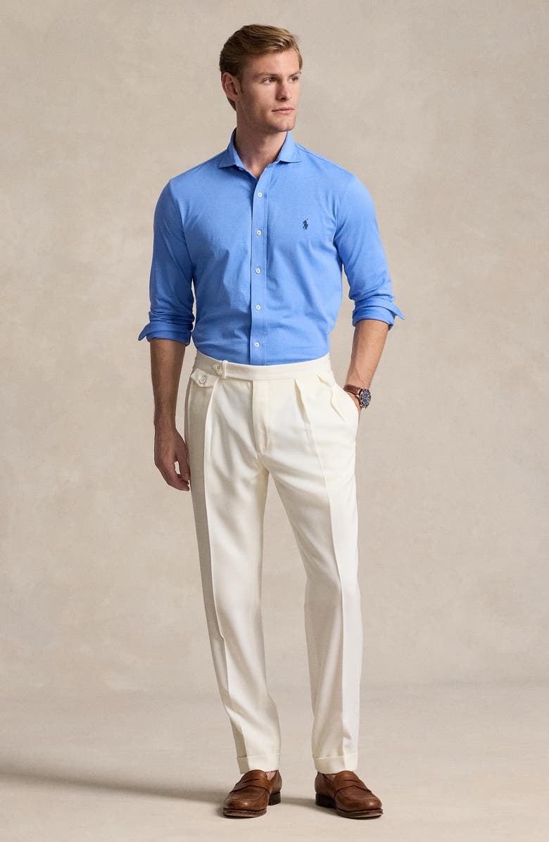 Polo Ralph Lauren Jersey Knit Button-Up Shirt, Alternate, color, 