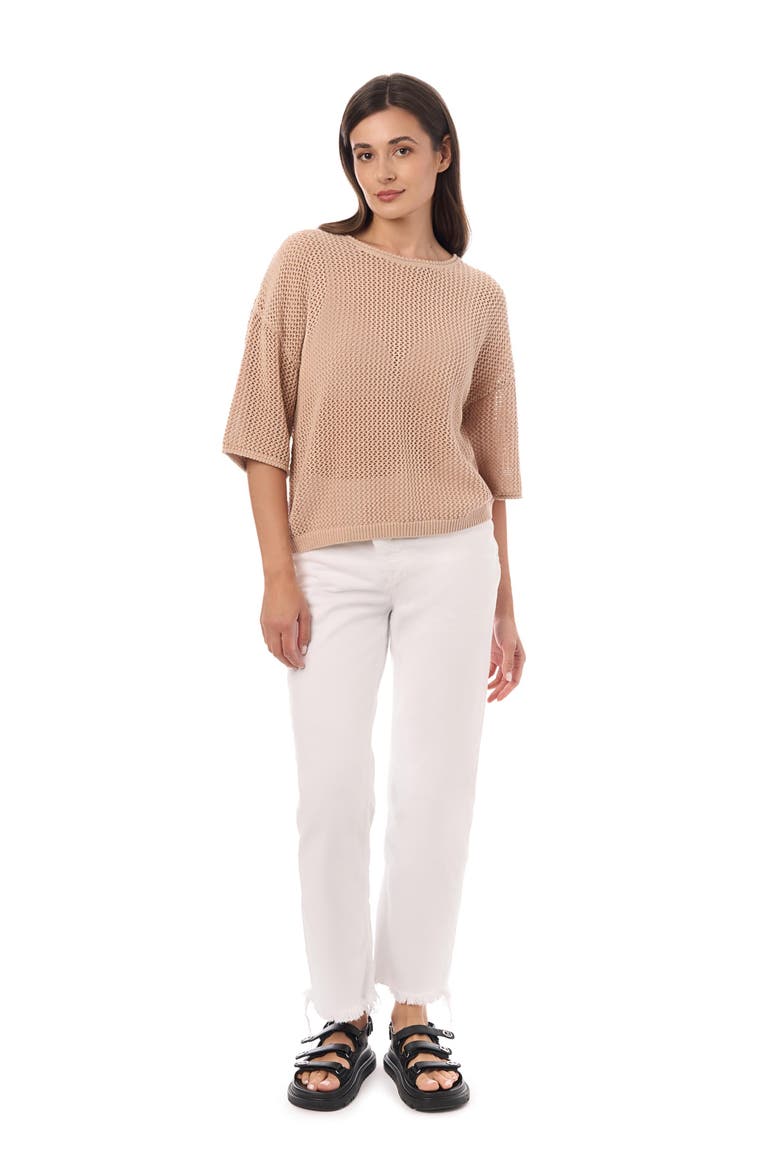 Mesh Elbow Sleeve Sweater, Alternate, color, Desert Rose