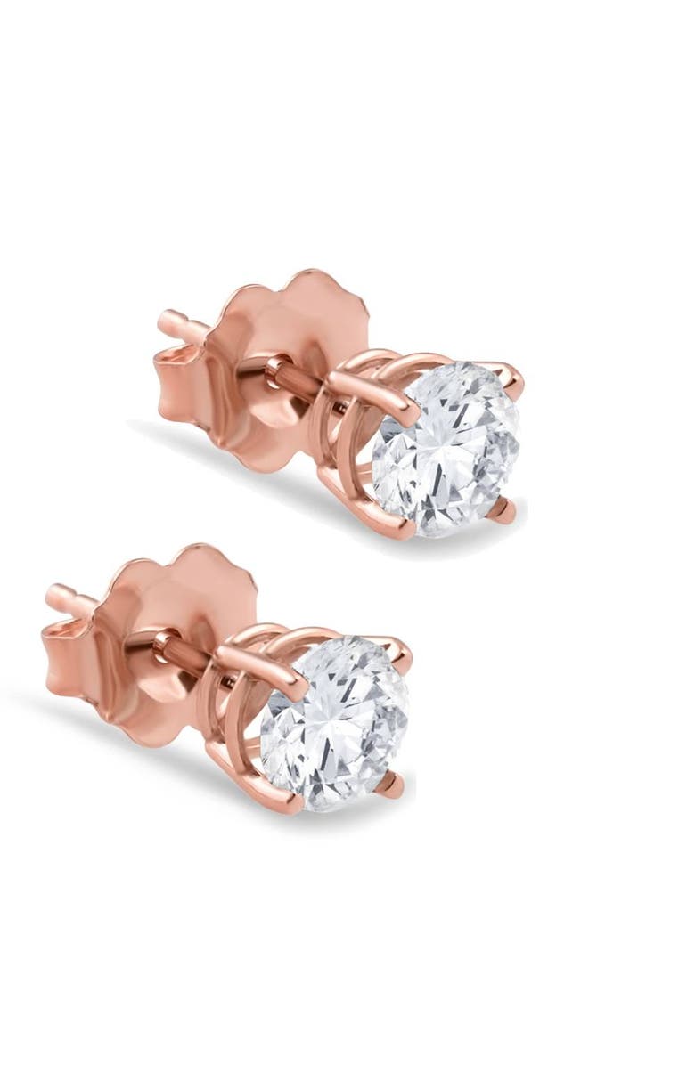 Bliss Diamond Certified 1 cttw Round Cut Natural Diamond Studs 14K Gold, Alternate, color, 14K Rose Gold