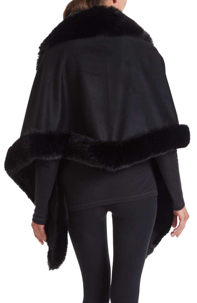 Sofia Cashmere Faux Fur Trim Cashmere Wrap, Alternate, color,