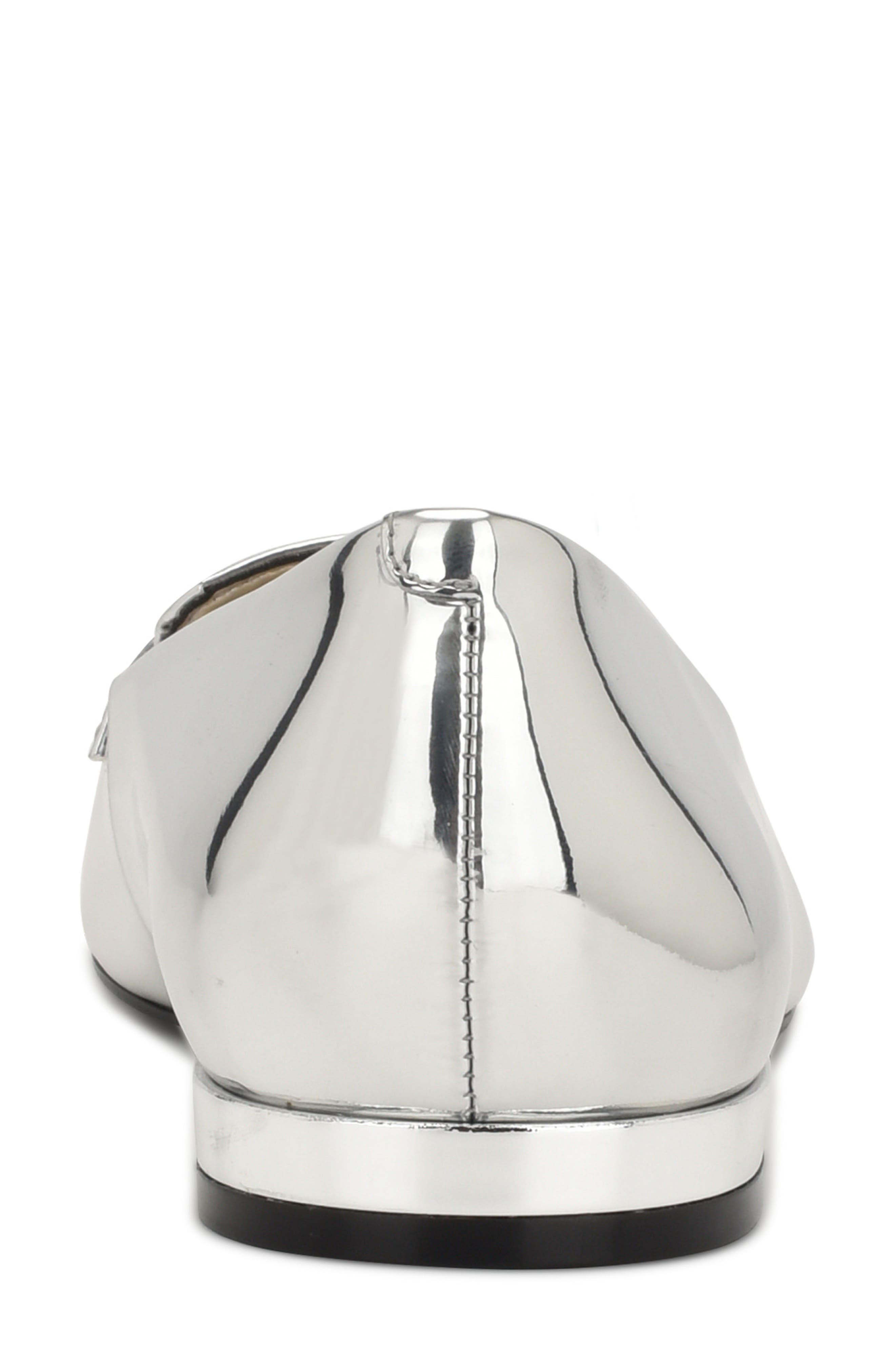 Nine West Lallin Pointed Toe Flat, Alternate, color, Silver 040