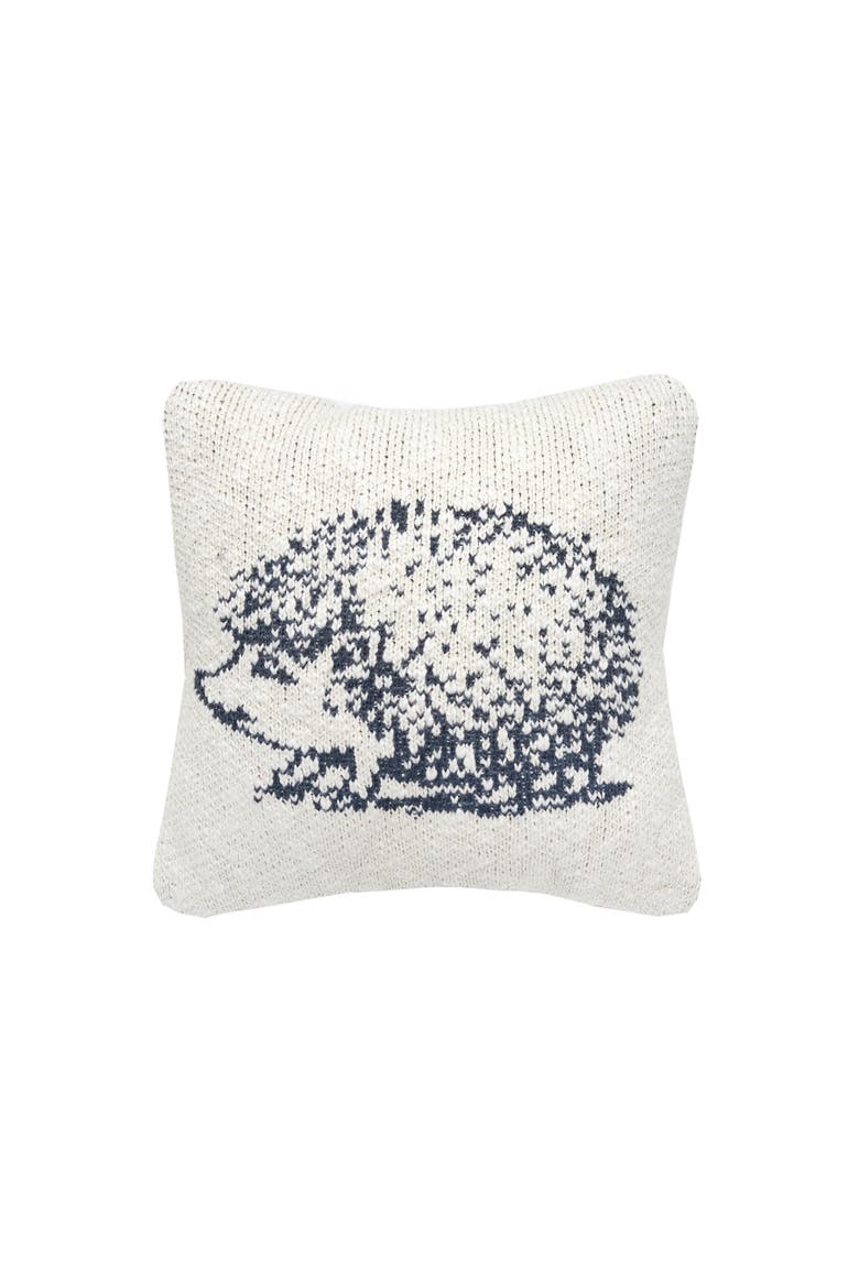 Hedge Hog Knitted Small Petite Throw Pillow, 10" x 10", Main, color, White