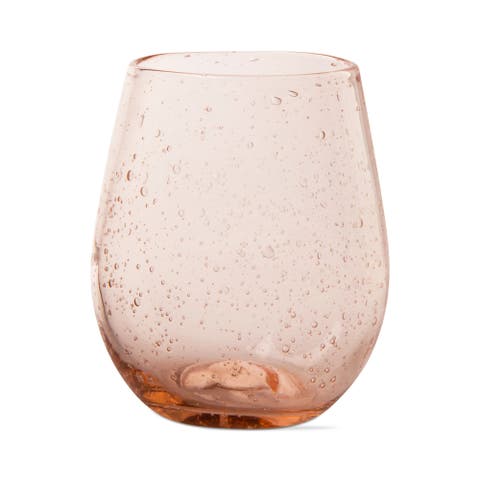 Bubble Glass Stemless Blush Wine Glasses for Everyday Use