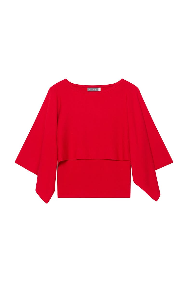 Layered Poncho Knit Top, Alternate, color, Red