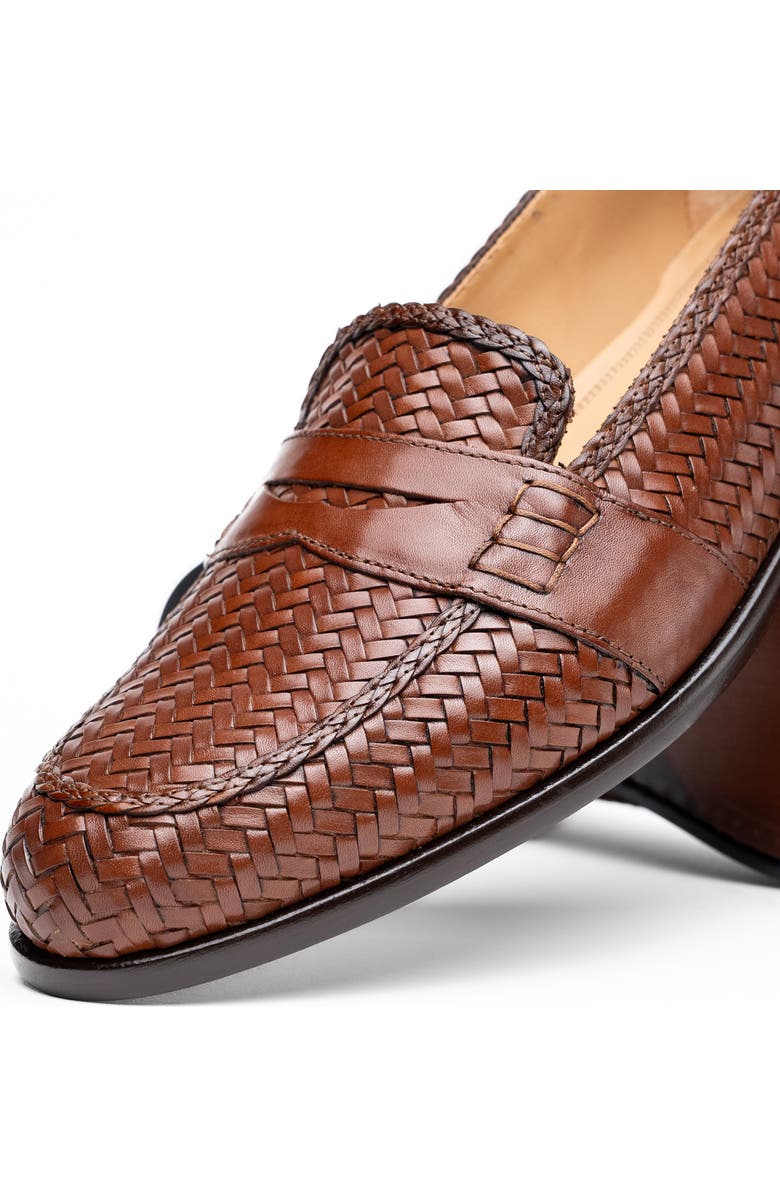 Zelli Italia Nicola Woven Penny Loafer, Alternate, color, Cognac