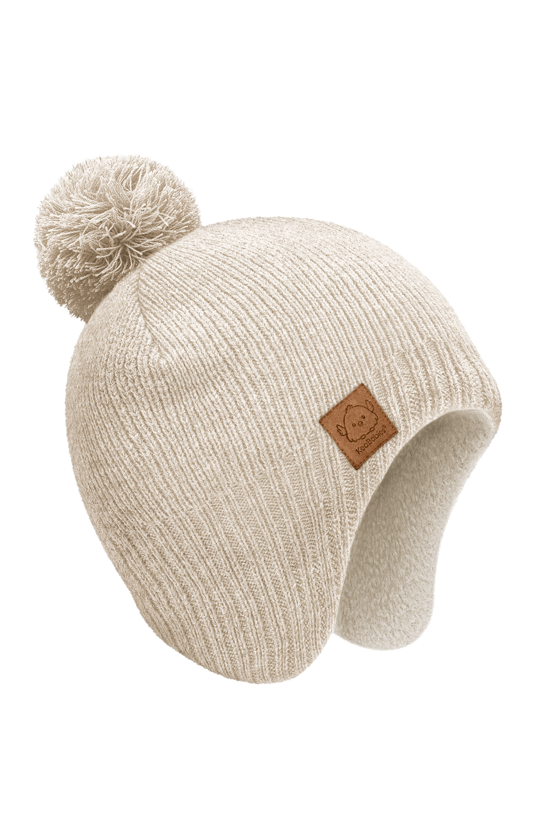 KeaBabies Muff Knitted Beanie, Main, color, Cream