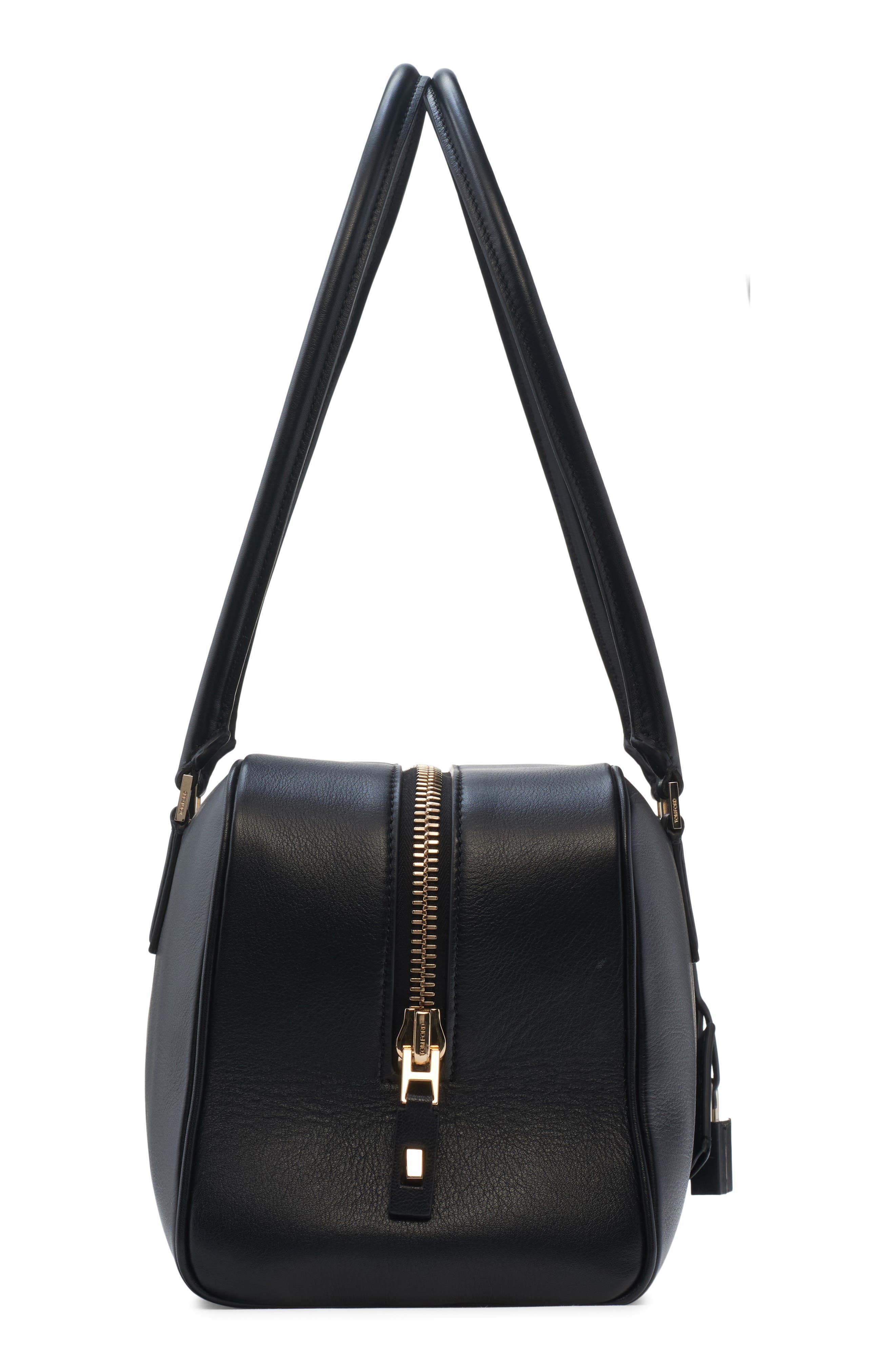 TOM FORD Small Leather Bowling Bag, Alternate, color, Black