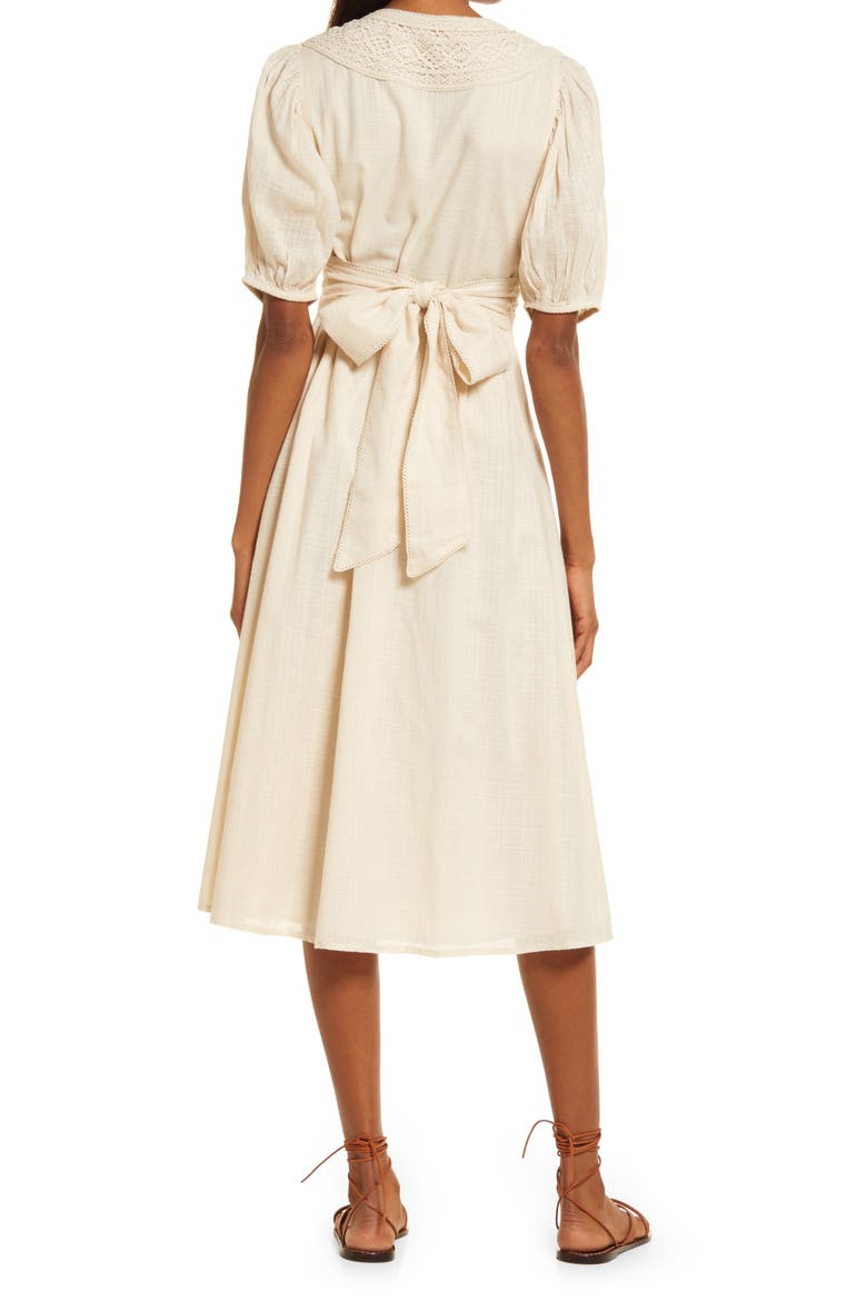 Magnolia Button Front Midi Dress, Alternate, color, CREAM