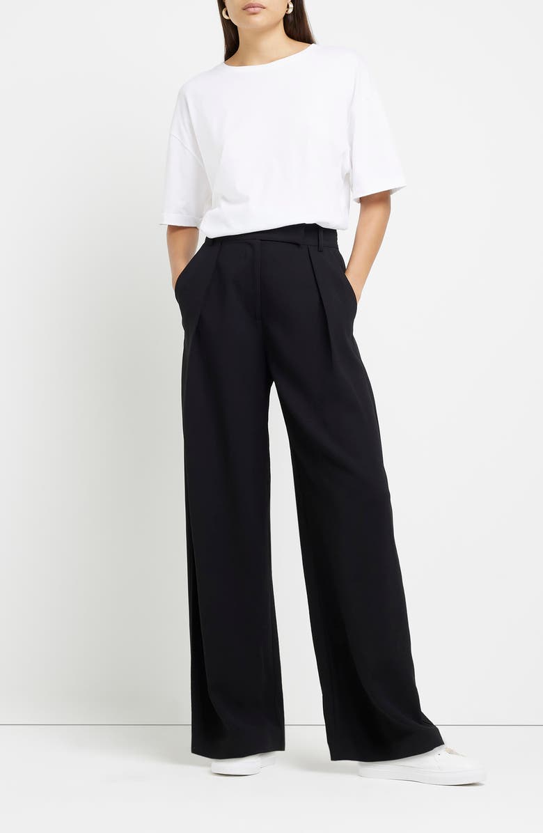River Island Pleated Wide Leg Trousers, Alternate, color,