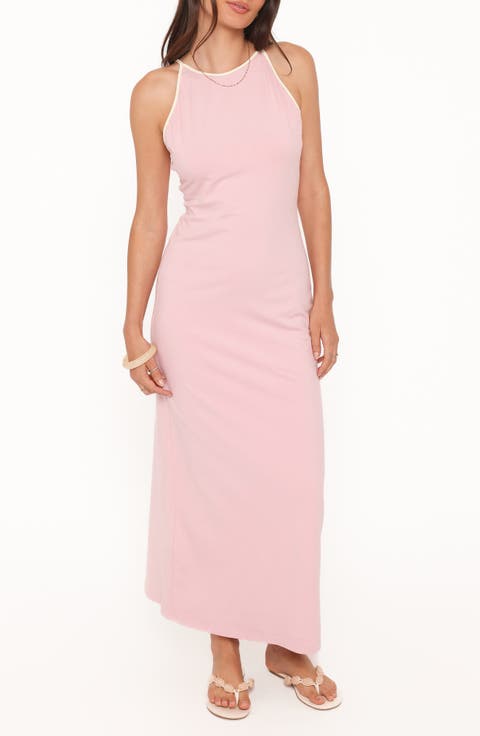 Fiona Contrast Trim Stretch Cotton Maxi Dress