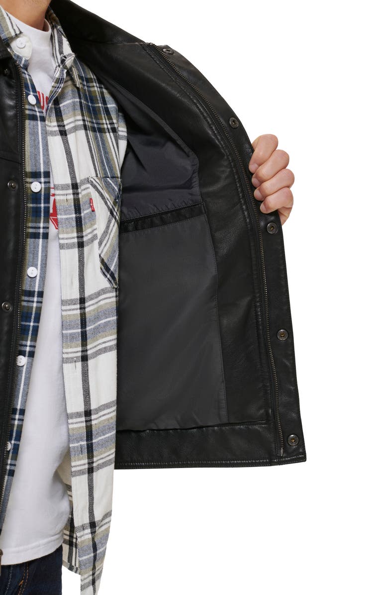 Levi's<sup>®</sup> Faux Leather Trucker Jacket, Alternate, color, Black