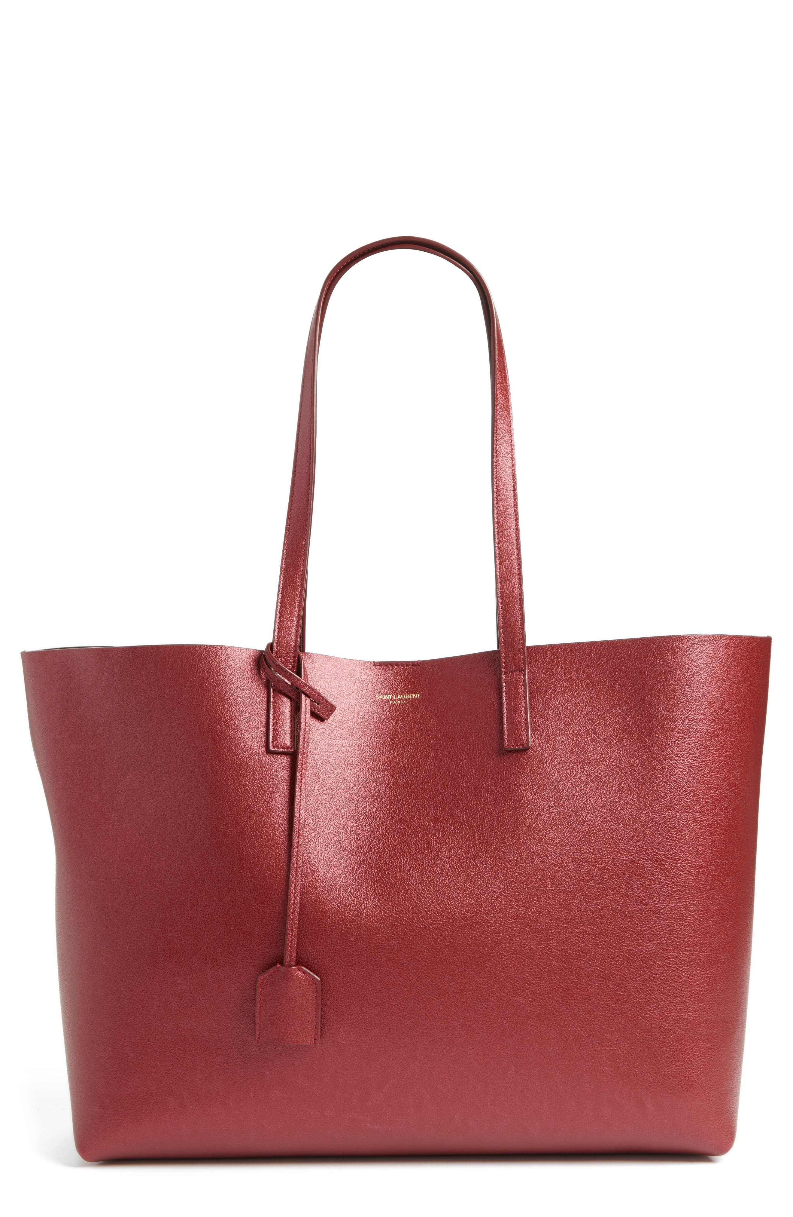 Saint Laurent East/West Leather Tote with Zip Pouch, Main, color, 