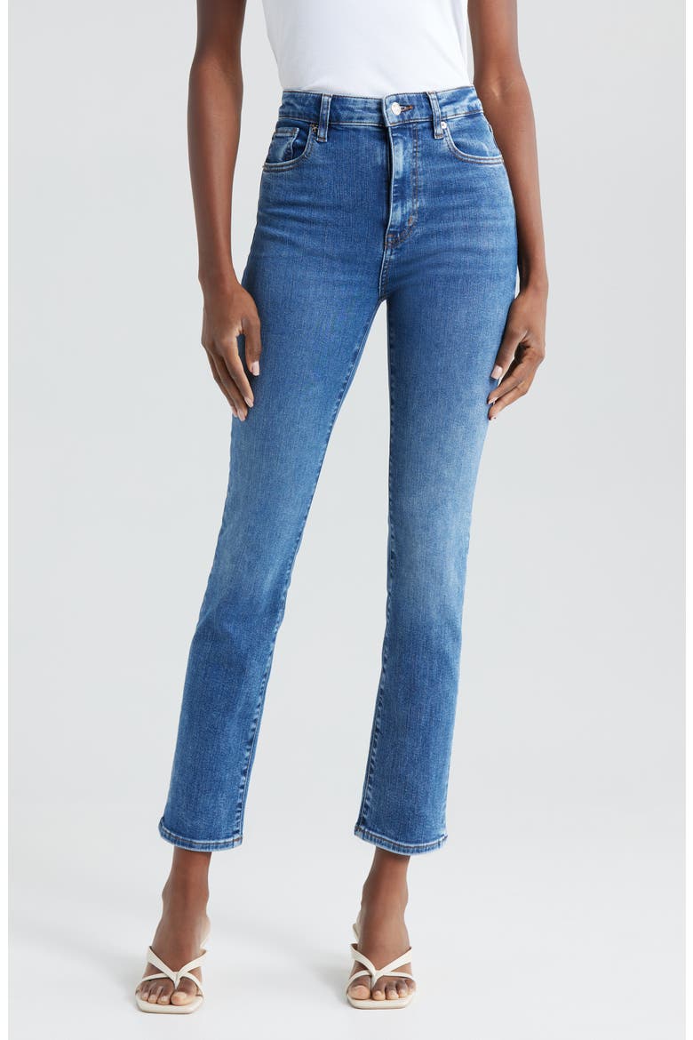 The Pencil Crop High Waist Ankle Slim Straight Leg Jeans, Main, color, CANALS