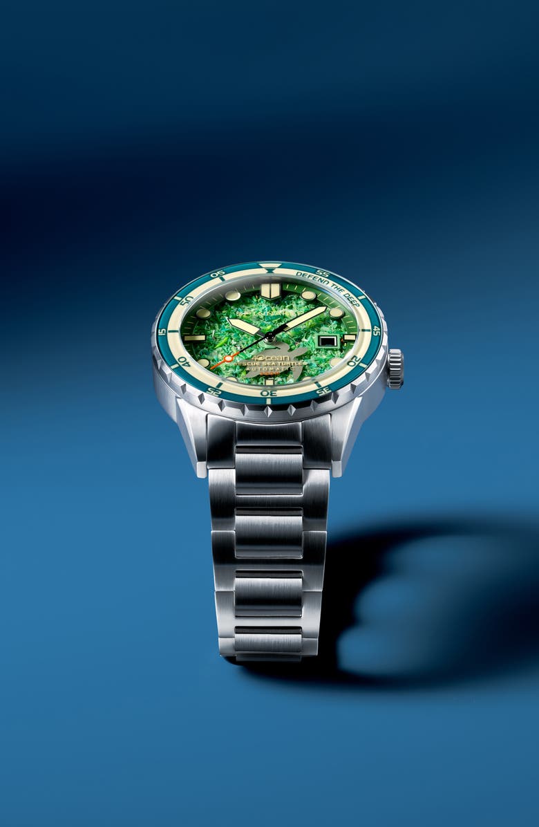 SPINNAKER x 4ocean Hass Sea Turtle Limited Edition Automatic Bracelet Watch, 43mm, Alternate, color, 