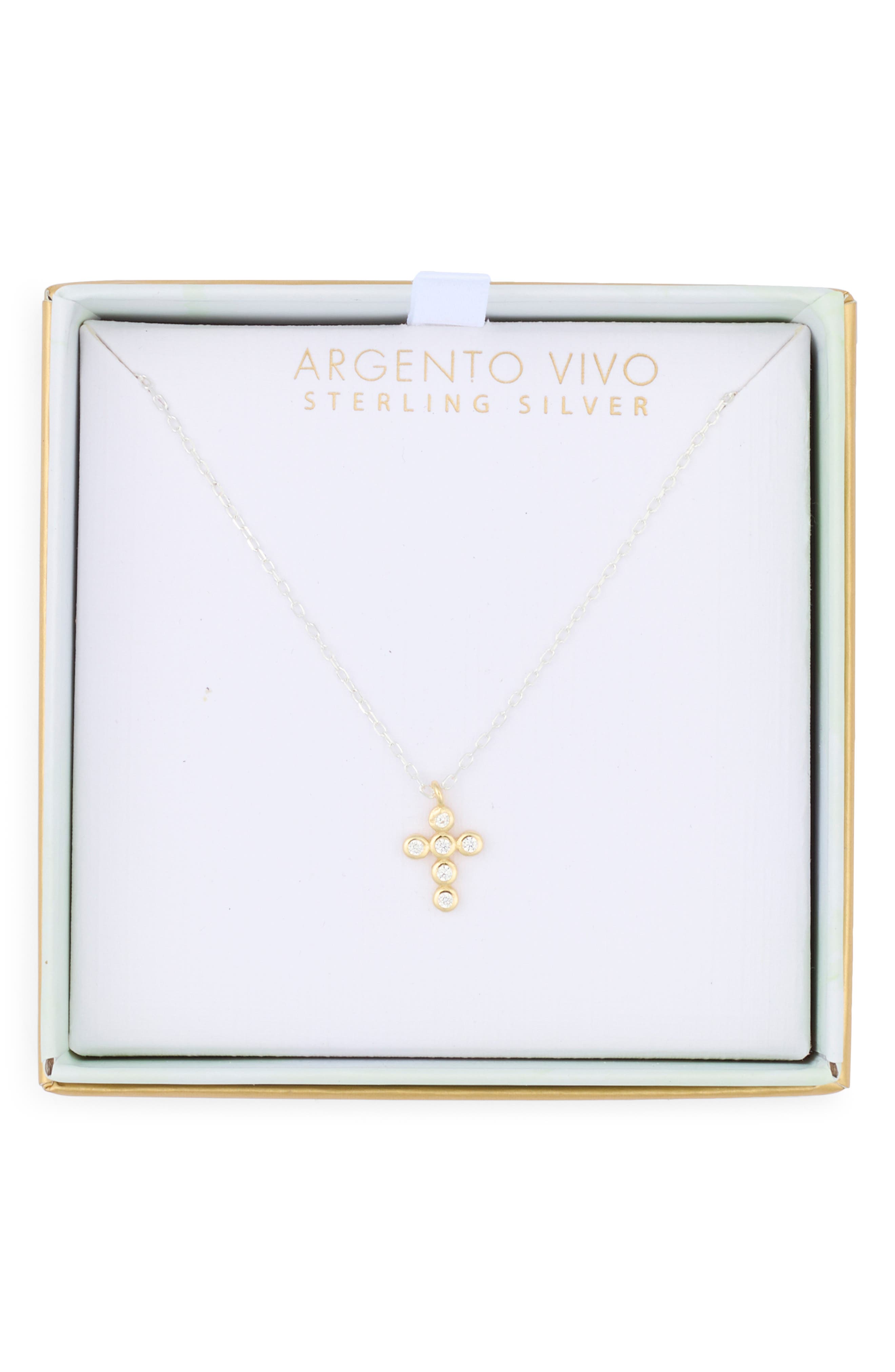 ARGENTO VIVO Two-Tone Crystal Cross Pendant Necklace