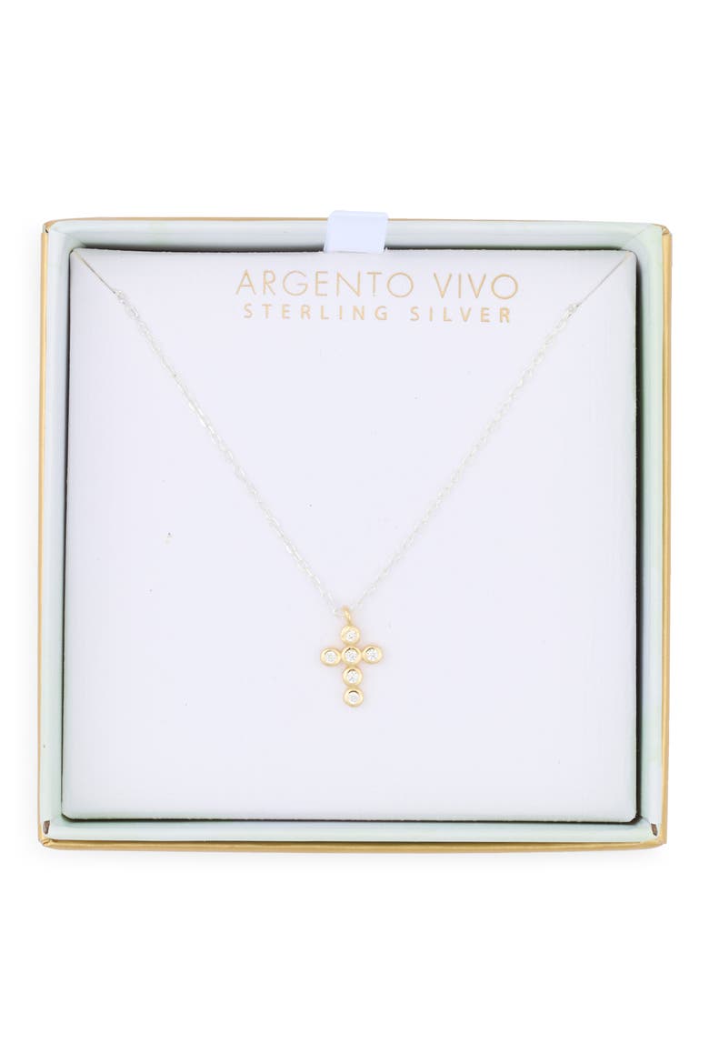 Two-Tone Crystal Cross Pendant Necklace, Main, color, GOLD/ SILVER
