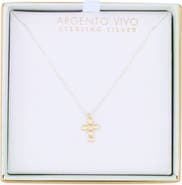 ARGENTO VIVO Two-Tone Crystal Cross Pendant Necklace