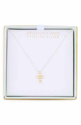 ARGENTO VIVO Two-Tone Crystal Cross Pendant Necklace