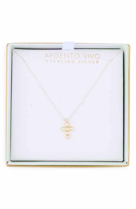 ARGENTO VIVO Two-Tone Crystal Cross Pendant Necklace