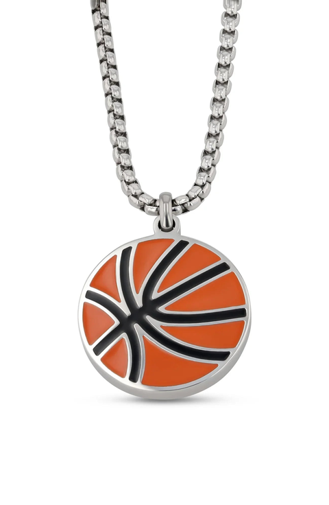 Stainless Steel Basketball Pendant Necklace with Chain