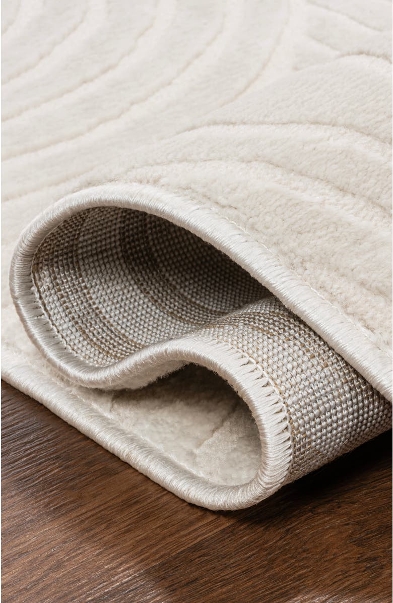 JONATHAN Y Ariana MidCentury Art Deco Striped Arches Two-Tone High-Low Area Rug, Alternate, color, White/Cream