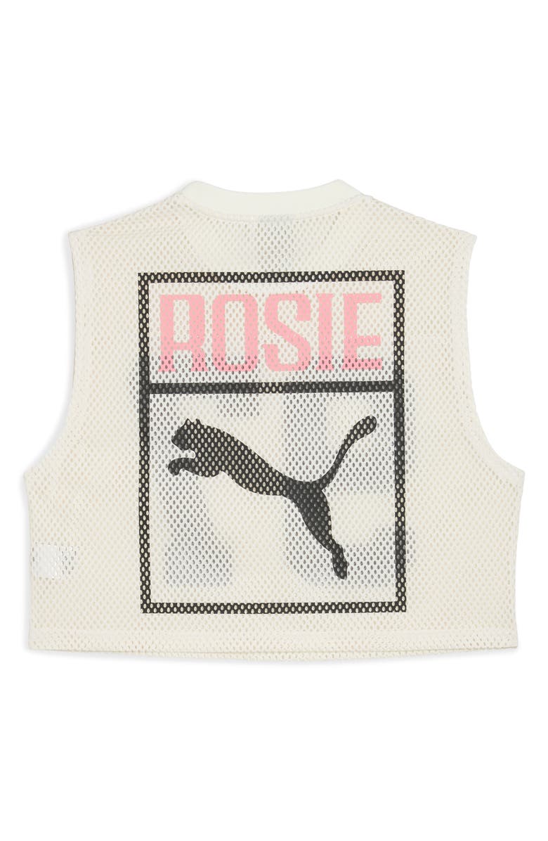 PUMA x Rosé Sleeveless Mesh Crop Jersey, Alternate, color, Warm White