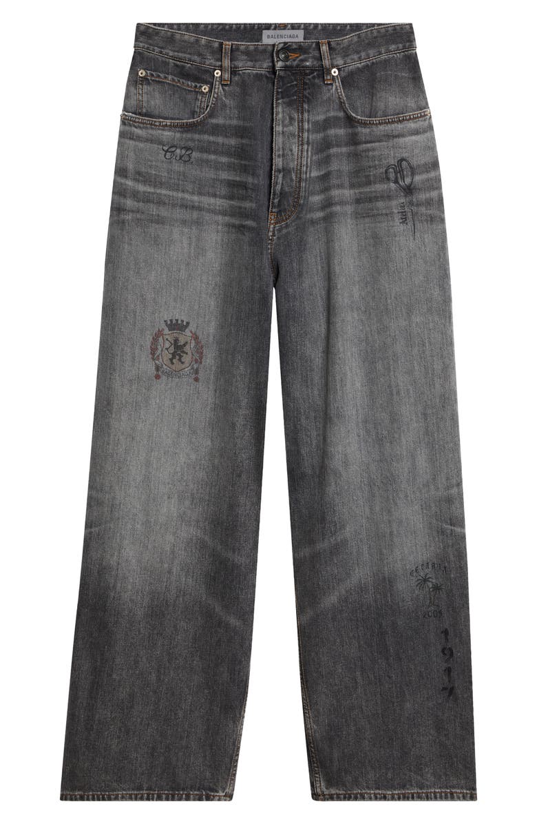 Balenciaga Tattoo Print Baggy Jeans, Main, color, 1441 Dark Grey